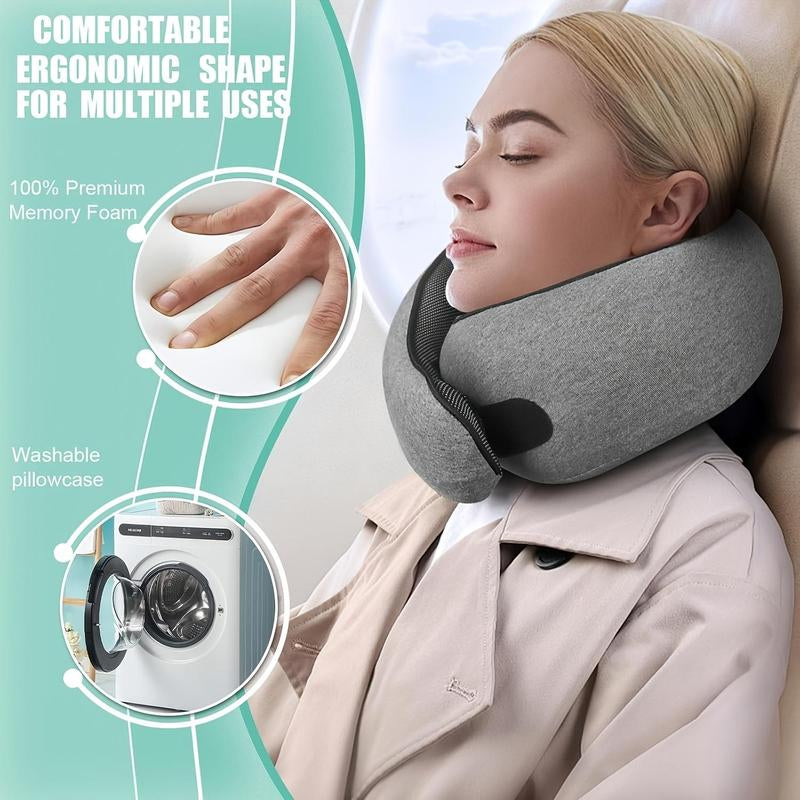 Snail Design Travel Neck Pillow, 1 Count Memory Foam Neck Pillow with Storage Bag, Breathable Polyester Pillow, Hand Washable Pillow for Long Flights & Airplane Sleep Comfort, Room Accessories