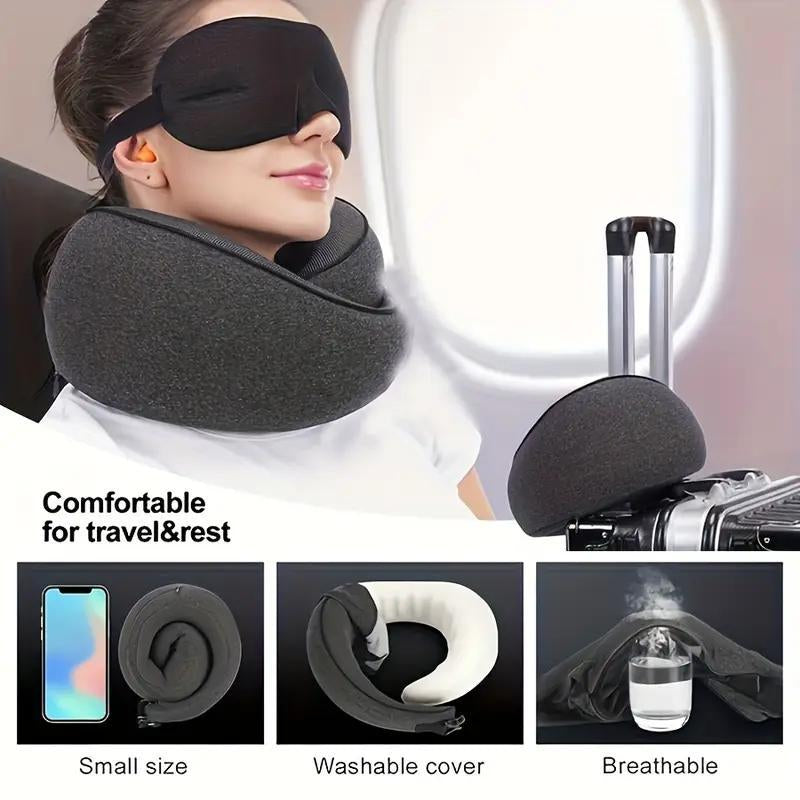 Snail Design Travel Neck Pillow, 1 Count Memory Foam Neck Pillow with Storage Bag, Breathable Polyester Pillow, Hand Washable Pillow for Long Flights & Airplane Sleep Comfort, Room Accessories