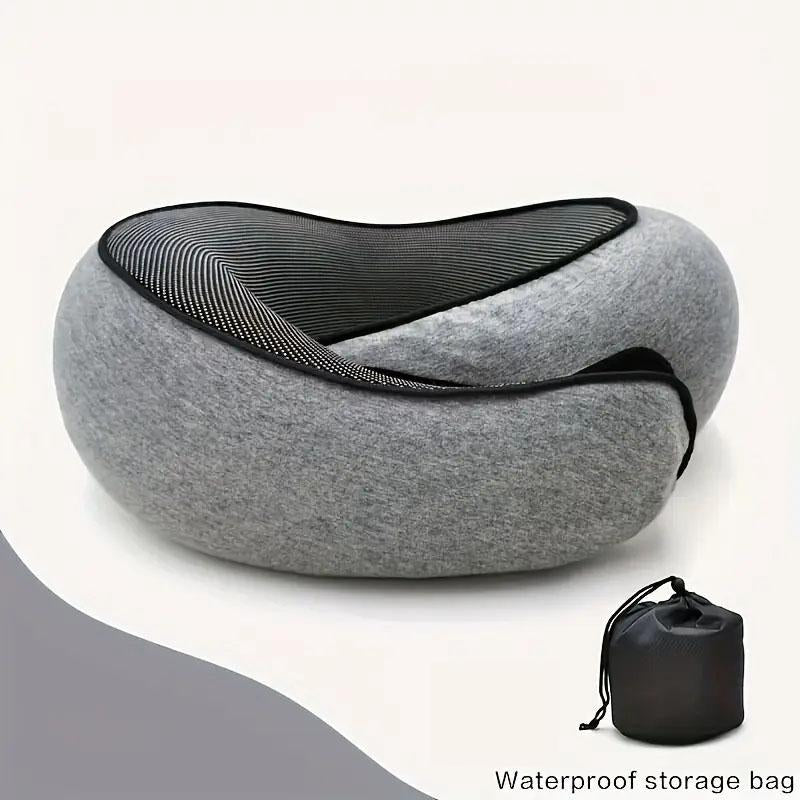 Snail Design Travel Neck Pillow, 1 Count Memory Foam Neck Pillow with Storage Bag, Breathable Polyester Pillow, Hand Washable Pillow for Long Flights & Airplane Sleep Comfort, Room Accessories