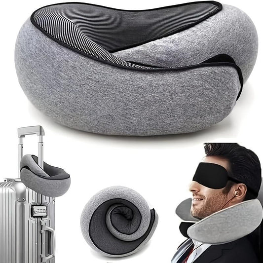 Snail Design Travel Neck Pillow, 1 Count Memory Foam Neck Pillow with Storage Bag, Breathable Polyester Pillow, Hand Washable Pillow for Long Flights & Airplane Sleep Comfort, Room Accessories