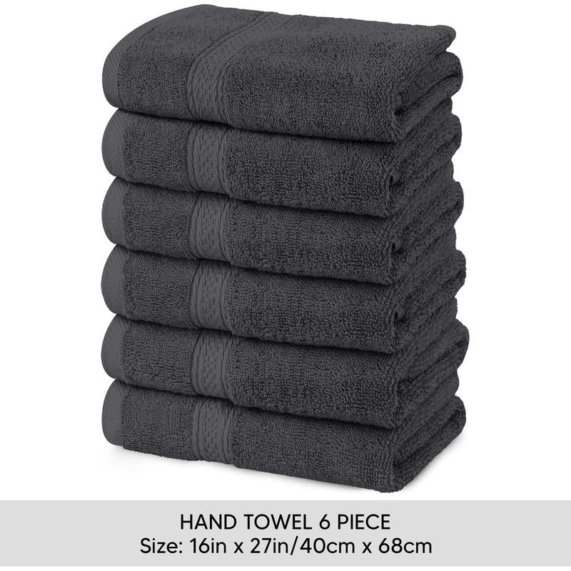Utopia Towels 6 Pack Hand Towels, 16X28 Inches, 100% Ring Spun Cotton, Ultra Soft, Highly Absorbent 600 GSM Towels for Bathroom, Gym, Spa & Gift Set Bath Sheet Premium Washcloth
